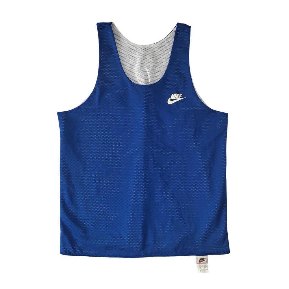 Vtg 90s Y2K Nike Basketball Reversible Tank Men M Blue White Swoosh Jersey Shirt